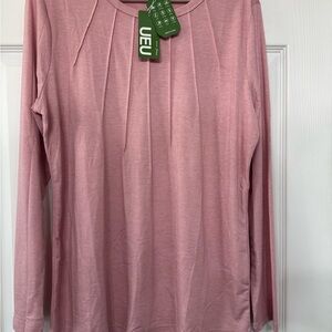 UE Women's Blush Long Sleeve Pleated Top